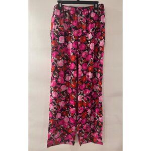 Pink & Red ornament Print Wide-Leg Pajama Pants